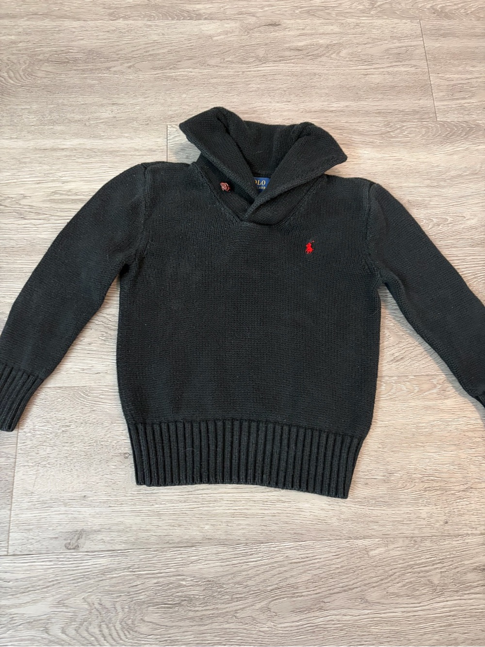 Polo by Ralph Lauren Black Boys' Shawl Collar Sweater with Red Pony 5T